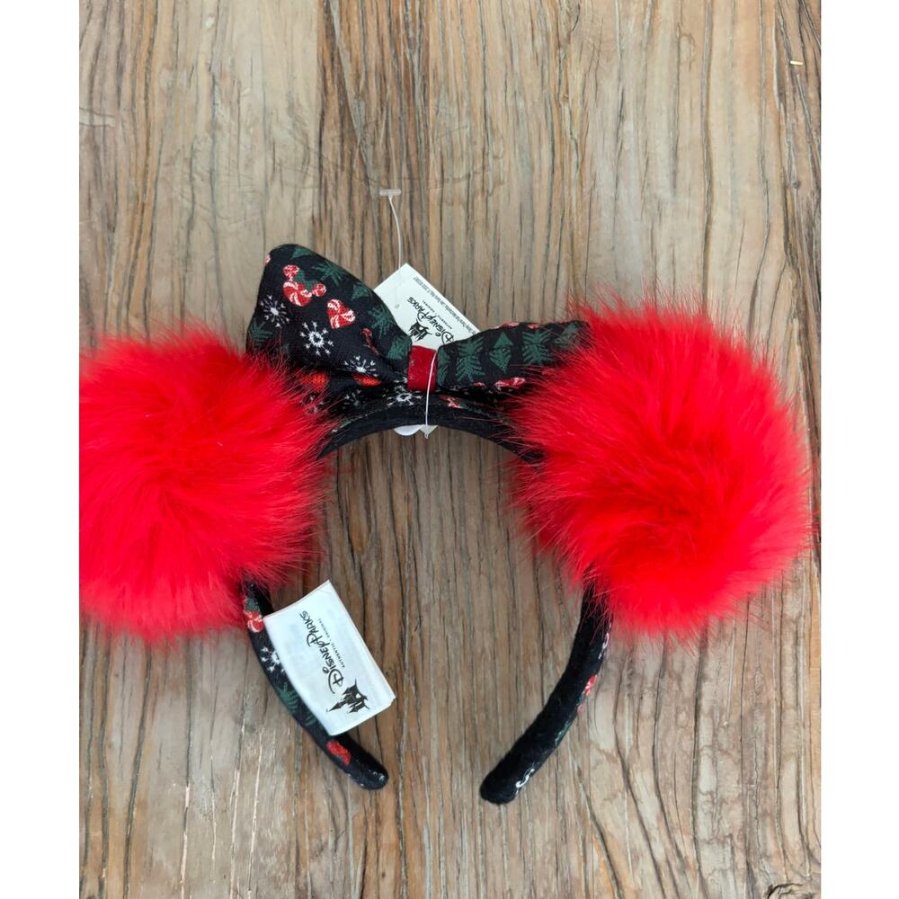 Disney Parks Christmas Red Pom Poms Minnie Ears Headband NWT - Picture 2 of 3